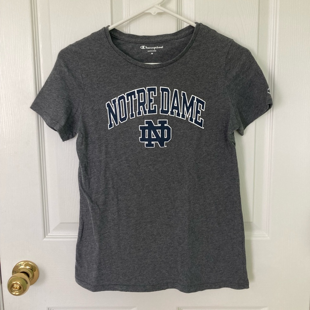 Champion Notre Dame Grey Short Sleeve T-shirt Size Medium